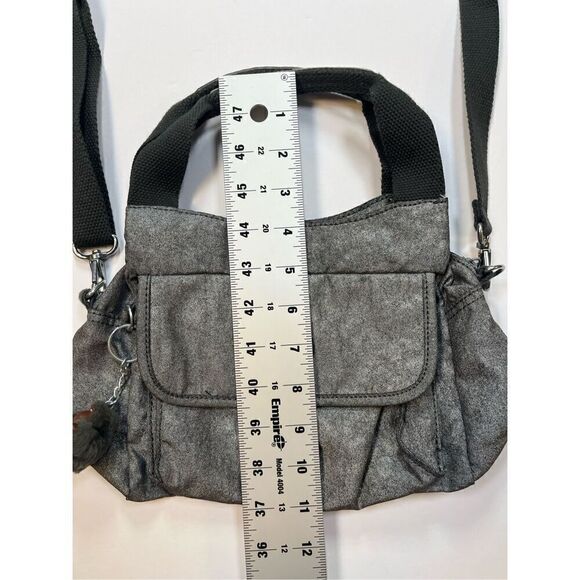 Kipling Crossbody Removable Strap Grab Handle Silver Grey Bag w Roger Monkey EUC - Picture 14 of 16